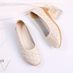 Floral Embroidered Flat Loafers Slip On Soft Sole Casual Walking Flats