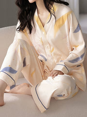 Floral Print Pajama Set Long Sleeve Top & Pants