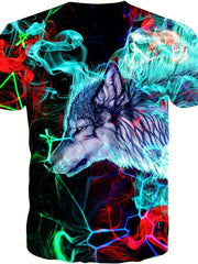 Men's Smoke & Wolf Graphic T-shirt Quick Dry Breathable Tee