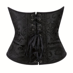 Jacquard Strapless Corset Bustier Tummy Control Lace Up Zipper Body Shaper