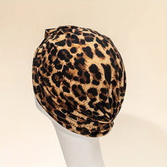 Leopard Print Turban Cap Head Wrap Elastic Hijab Bonnet Women Bandana