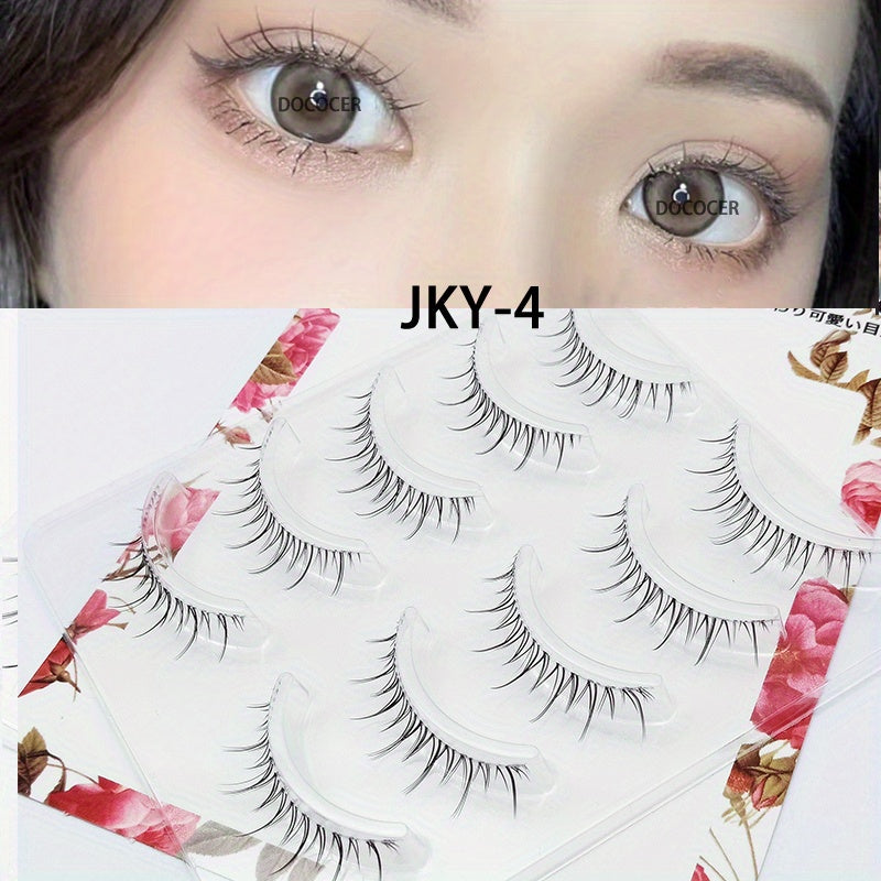 5 Pairs Natural False Eyelashes Lightweight Cosplay Wispy Lashes Extension