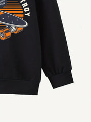 Skateboard Print Boys Hoodie Sweatshirt for Kids