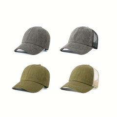 Vintage Ponytail Mesh Breathable Trucker Hat Sun Hat