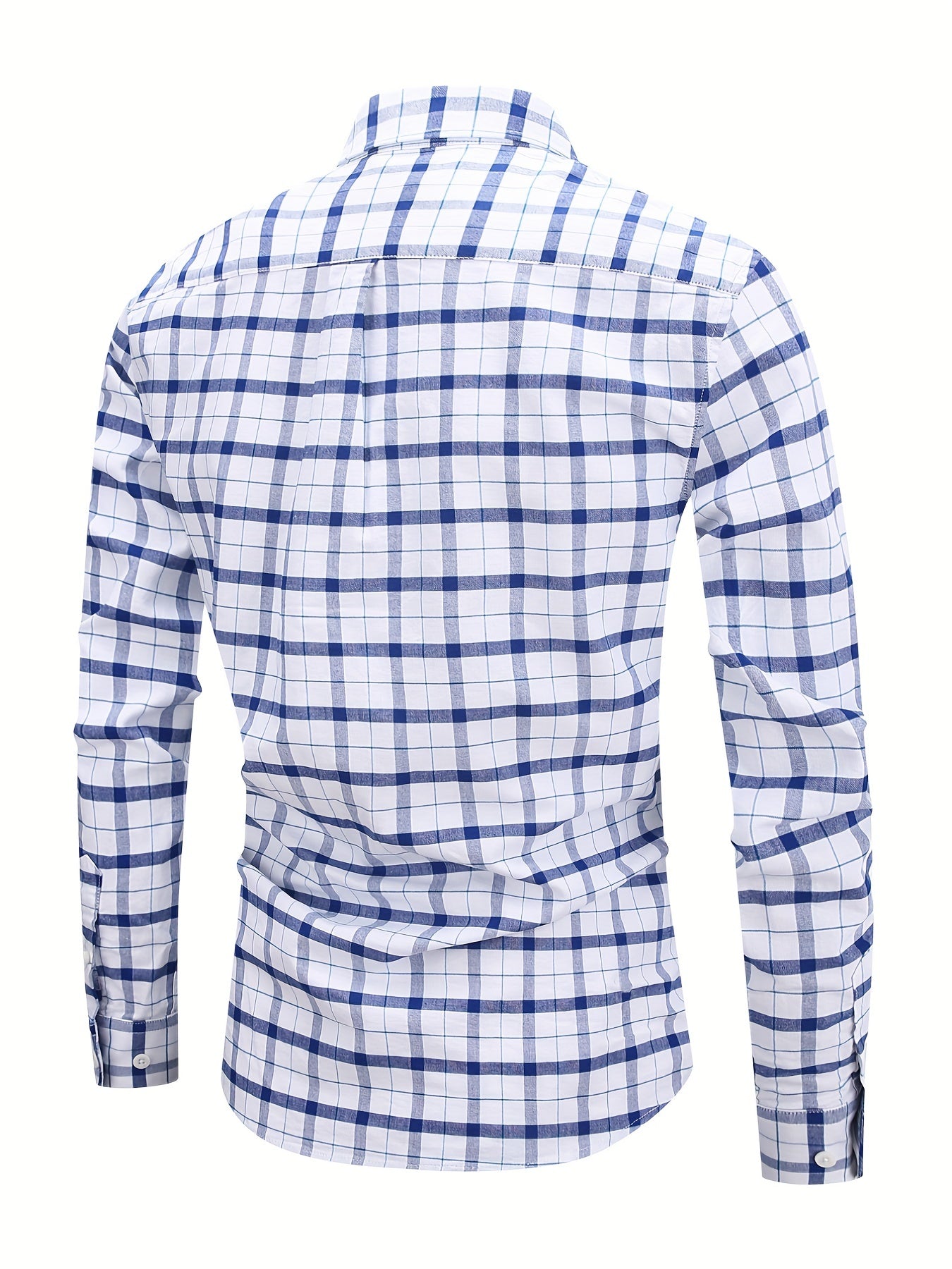 Plaid Print Casual Long Sleeve Shirt for Men