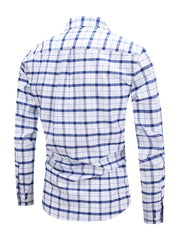 Plaid Print Casual Long Sleeve Shirt for Men