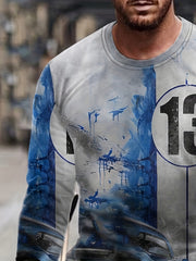 Vintage Car 13 Print Men's Long Sleeve Novelty T shirt For Autumn