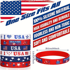2Pcs Independence Flag Silicone Wristbands Elastic Bands