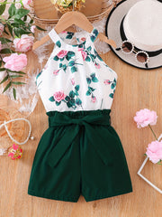Toddler Girls Floral Halter Top & Shorts Set Summer Clothes