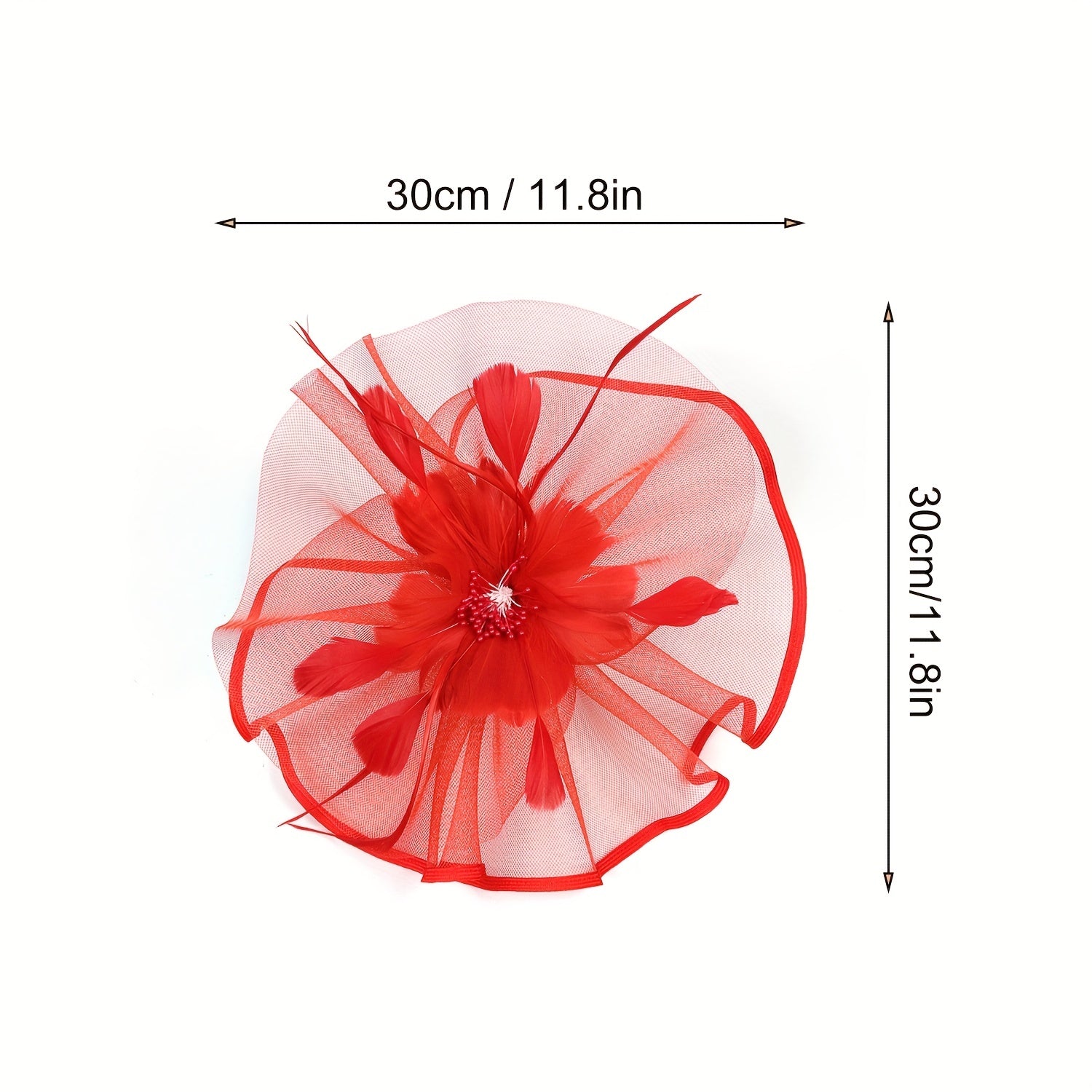 Large Mesh Faux Feather Fascinator Head Piece Hair Accessories