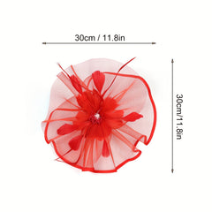 Large Mesh Faux Feather Fascinator Head Piece Hair Accessories