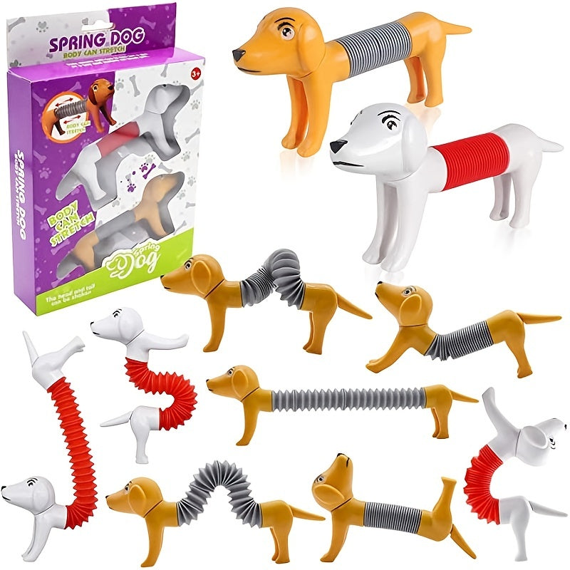 4 Pcs Spring Dog Sensory Toy Stress Relieve Fidget Squeeze Toys for Adult Kids