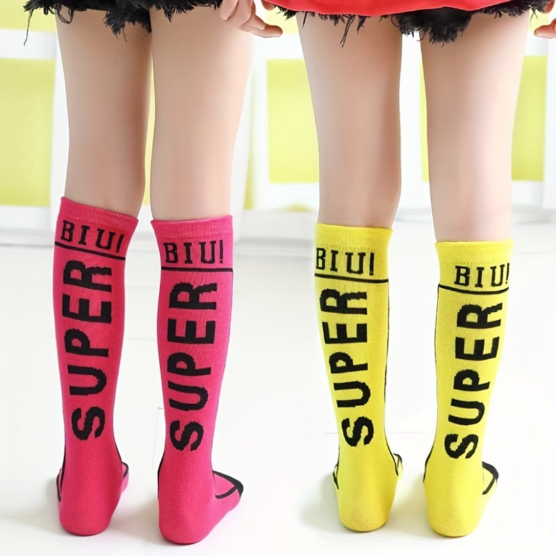 3 Pairs Kids Street Style Dance Socks Comfy High Socks Students Stockings