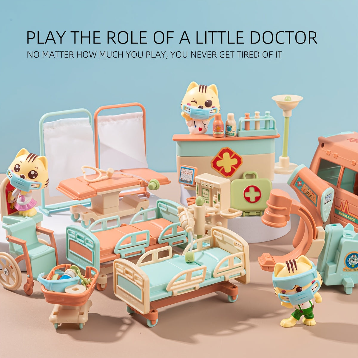 Kids Pet Medical Playset Doctor Toy Ambulance Hospital DIY