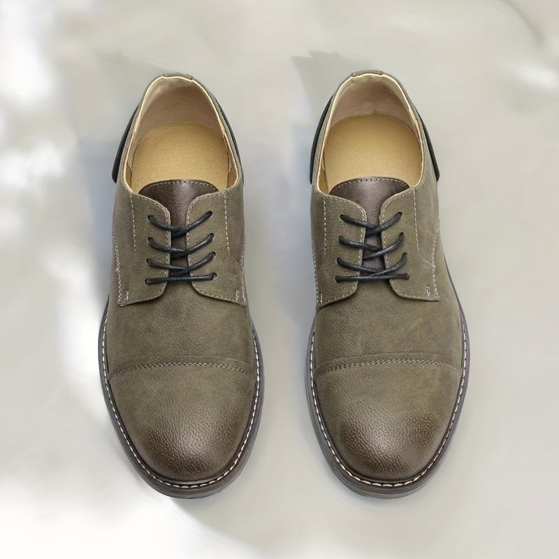 Men's PU Leather Derby Shoes Lace-up Front Business Formal Dress Shoes