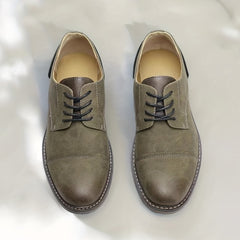 Men's PU Leather Derby Shoes Lace-up Front Business Formal Dress Shoes