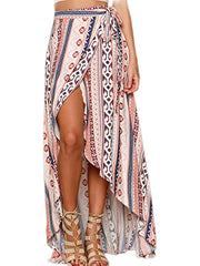 Tribal Ruffle Maxi Sarong Skirt for Women