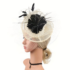Vintage Tulle Small Wedding Veil Hair Accessories Head Flower Feather Hat Party