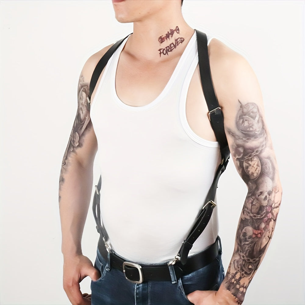 Men's Punk Shoulder Harness PU Leather Belt for Cosplay