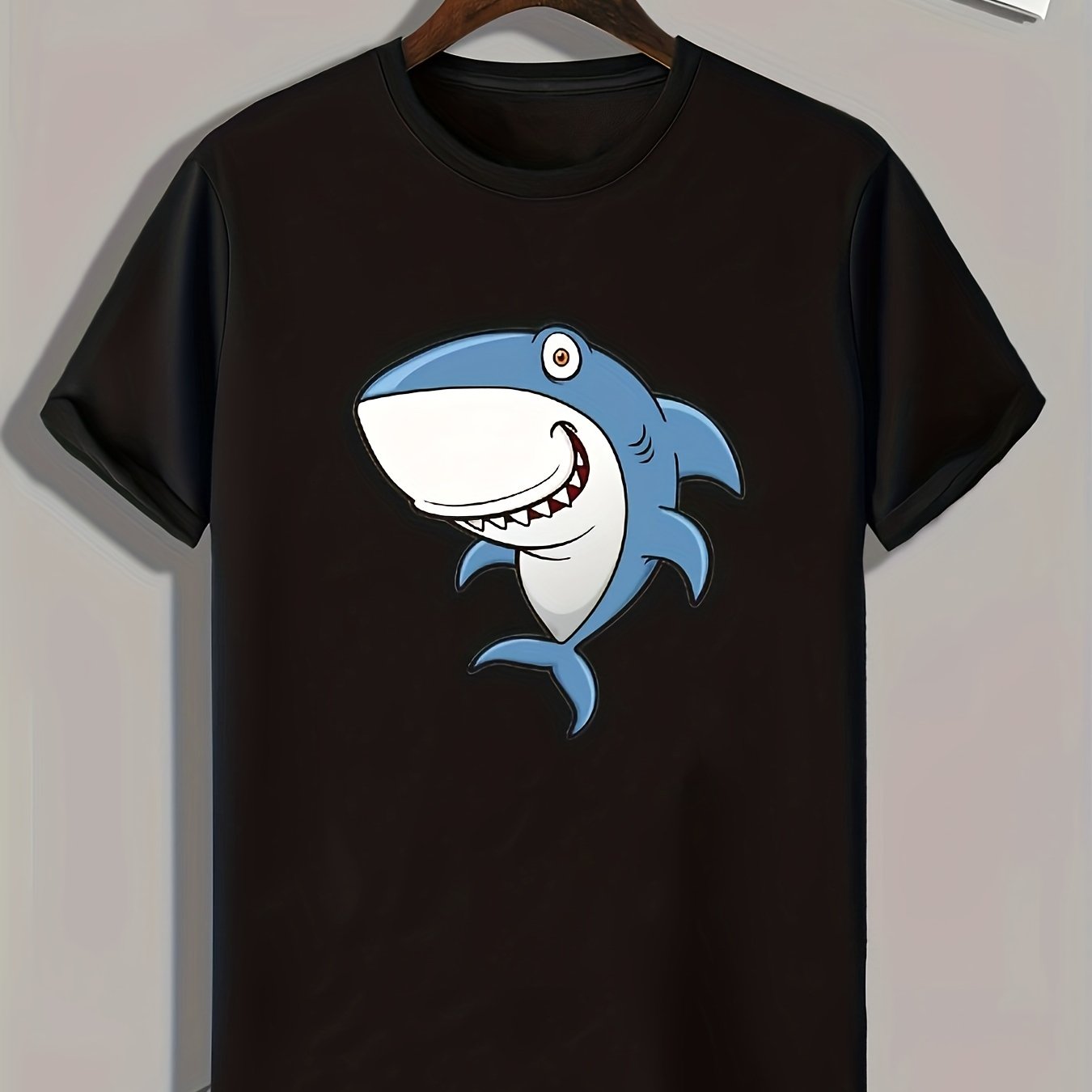 Shark Print Men's Graphic T-shirt for Summer