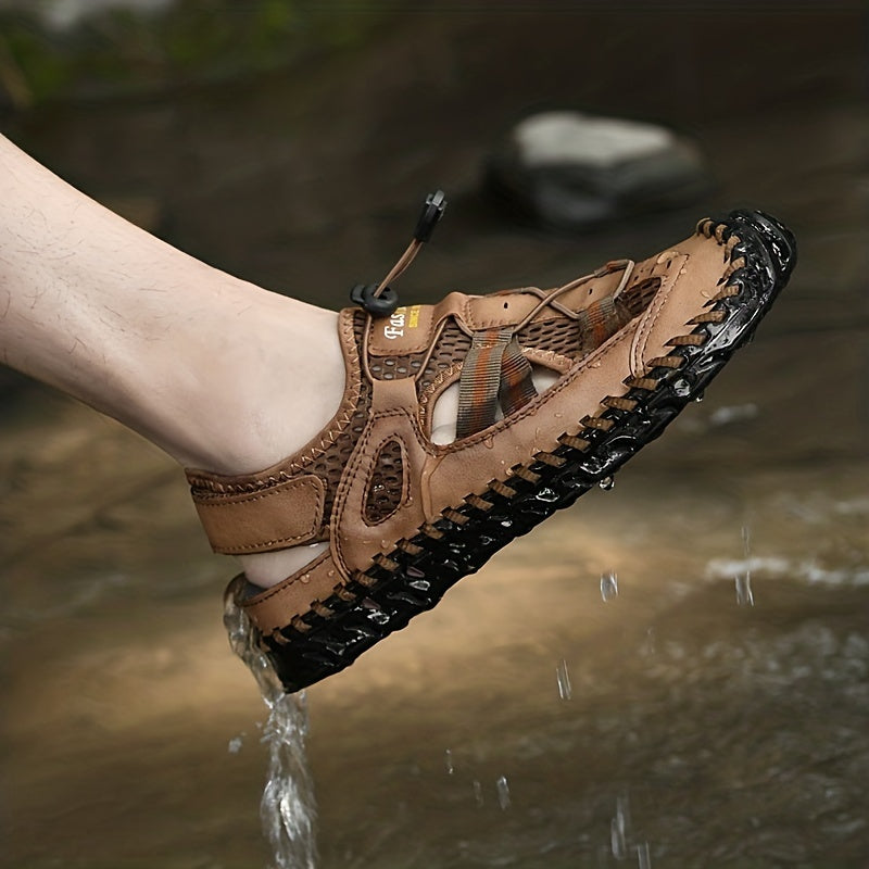 Men's Mesh Sandals Adjustable Draw String Casual Outdoor Walking Shoes