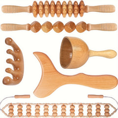Wood Massage Tools Set Body Sculpting Wood Massager Roller Rope