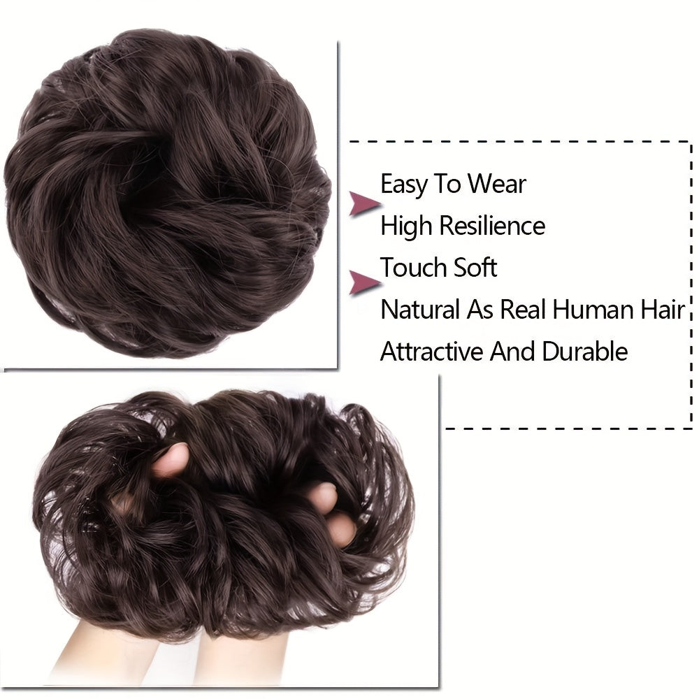 Messy Hair Bun Extensions Curly Wavy Chignon Scrunchy Updo Hairpiece