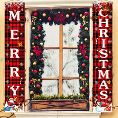 Christmas Couplets Candy Glitch Snowflake Party Decorative Hanging Flags