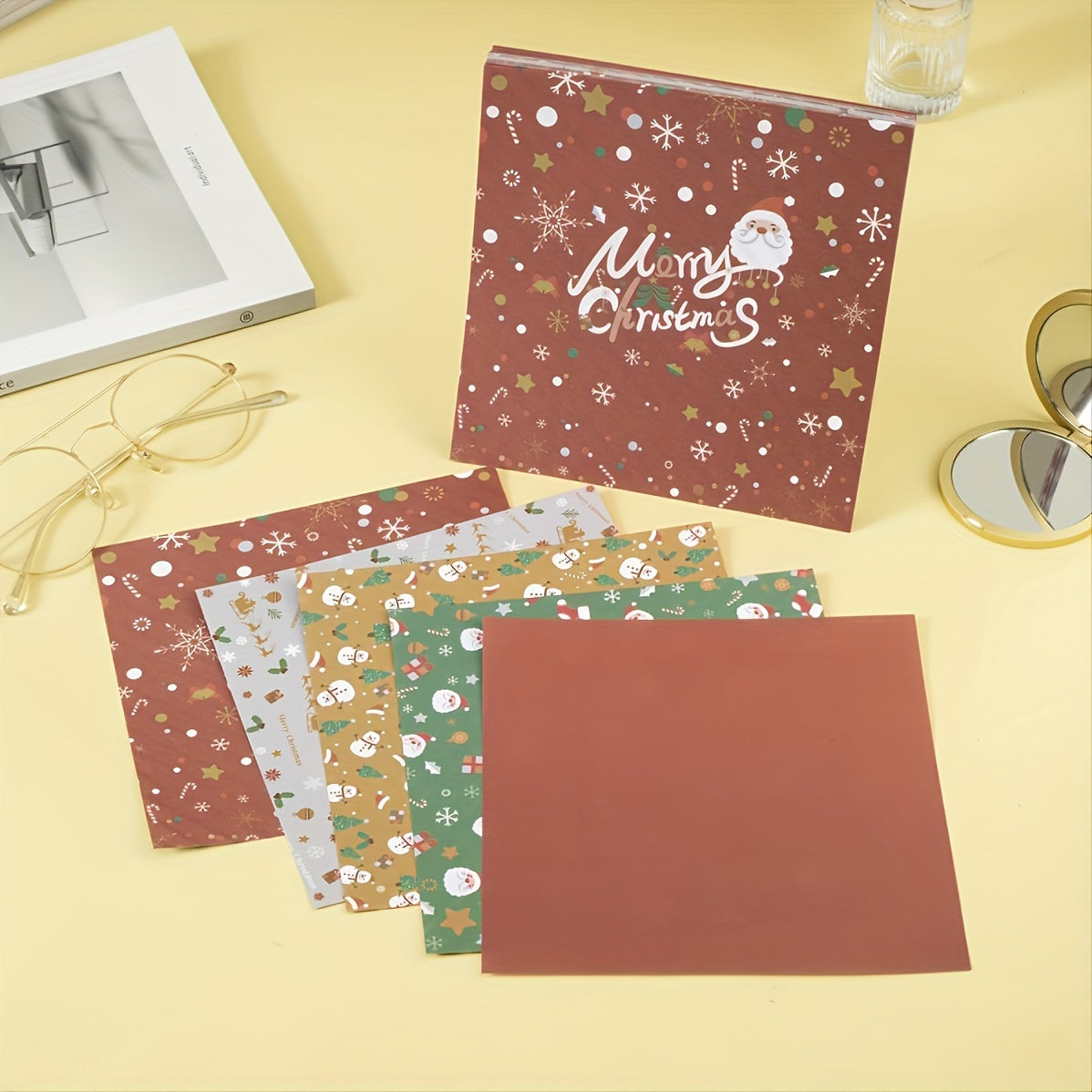 Adult Christmas Elements Double Sided Origami Paper Kit 50 Sheets