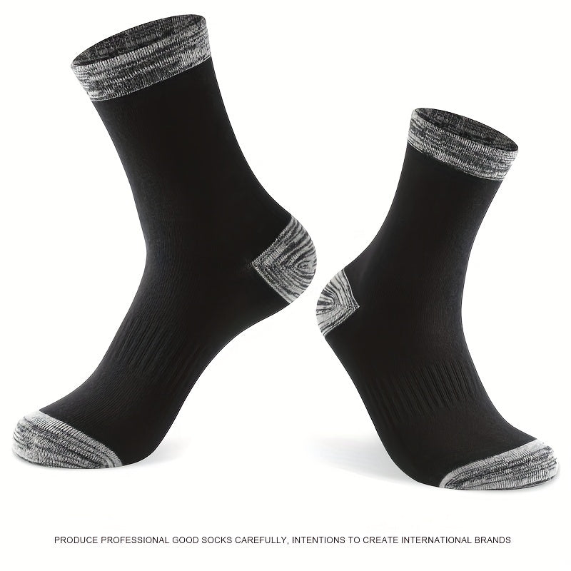 Men's Solid Crew Socks Breathable Comfy Casual Unisex Outdoor Wear