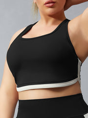 Plus Size Sports Bra Women's Plus Contrast Binding Racer Back Wireless Soft Fit
