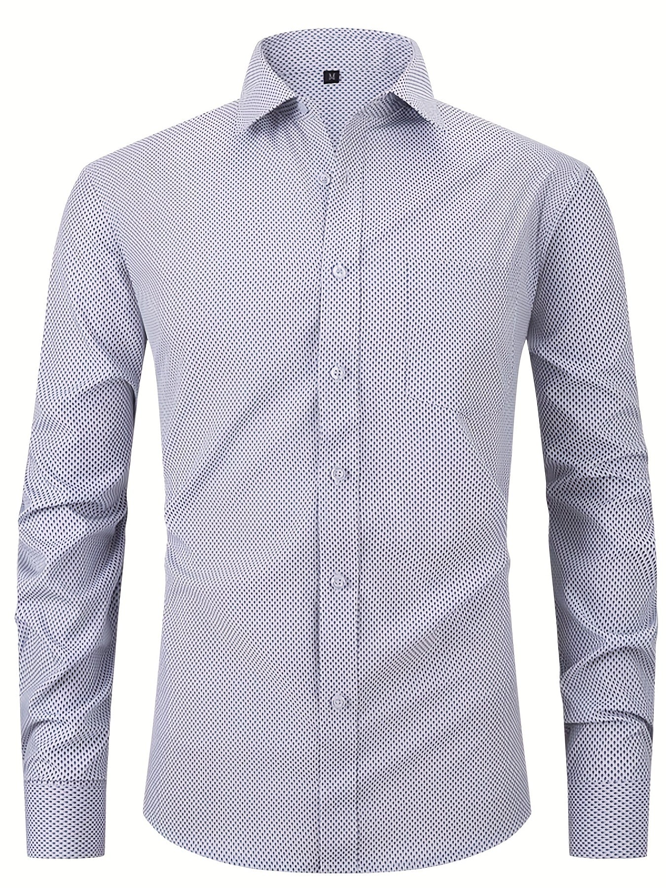 Plaid Print Men's Formal Long Sleeve Shirt With Chest Pocket
