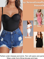 Women's Tummy Control Bodysuit Shapewear Top with Bra