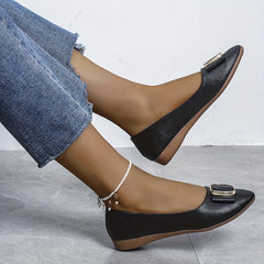 Women's Pointed Toe Ballet Flats Bow Slip-On Soft Sole Faux Leather Shoes