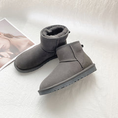 Unisex Snow Boots Warm Fleece Cozy Non slip Ankle Boots Plush Comfy