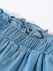 Girls Bunny Graphic Paper Bag Denim Shorts for Summer