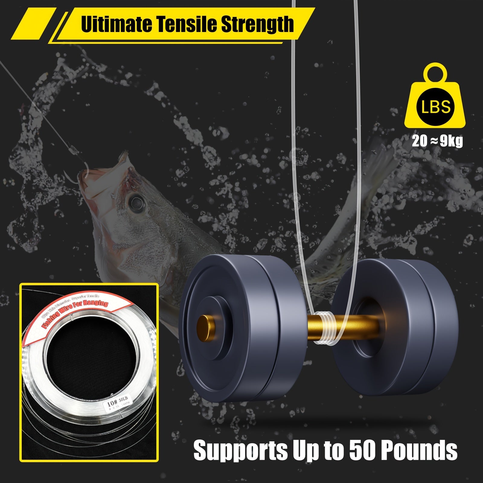 Clear Fishing Wire Monofilament Line 97m Strong Nylon String Supports 68KG