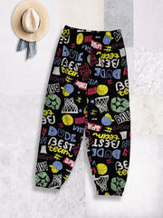 Boys Casual Cartoon Graffiti Print Thin Pants Summer Spring Kids Clothes