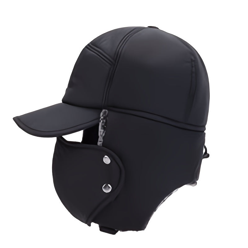 Trooper Hat Windproof Ear Protection Velvet Lined Warm Hat Winter Coldproof