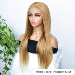 Honey Blonde Straight Lace Front Wig - Glueless Human Hair Wig 30cm