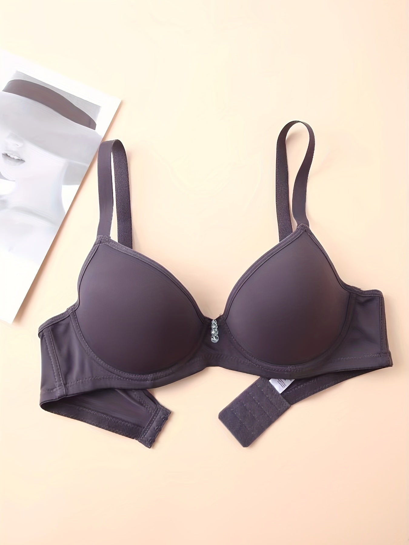 3pcs Solid T Shirt Bra Comfy & Breathable Push Up Bra Women's Lingerie
