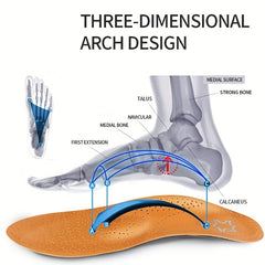 Leather Orthotic Insole Arch Support Shoes Men Women Plantar Fasciitis