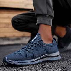 Men's Breathable Knit Lace Up Sneakers - Casual Outdoor Running Shoes