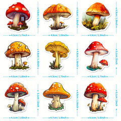 50pc Retro Plant Mushroom & Guitar Sticker Notebook Doodles Fun Decor