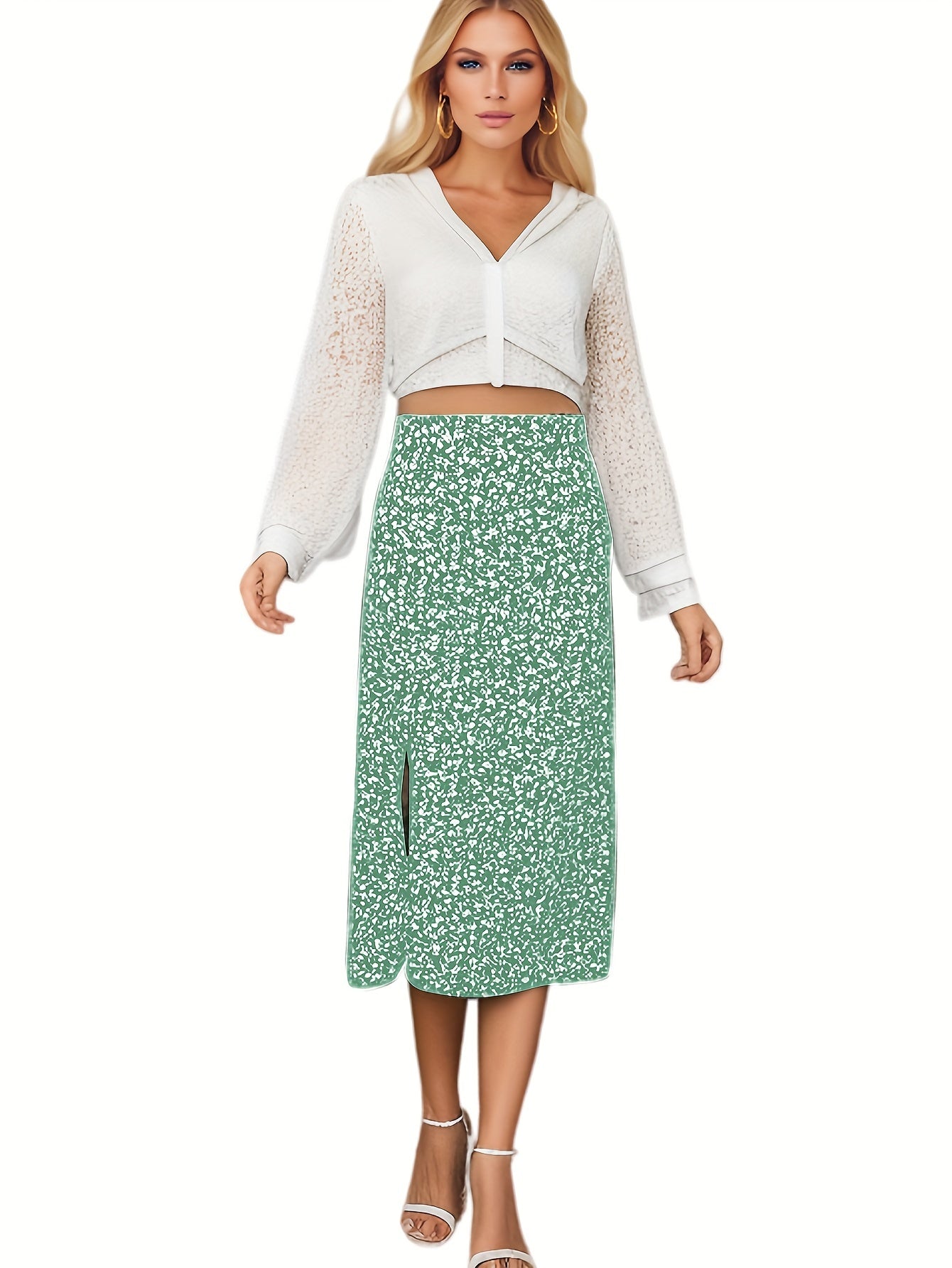 Ditsy Floral Print Maxi Skirt High Waist Summer Vacation Women's Clothing