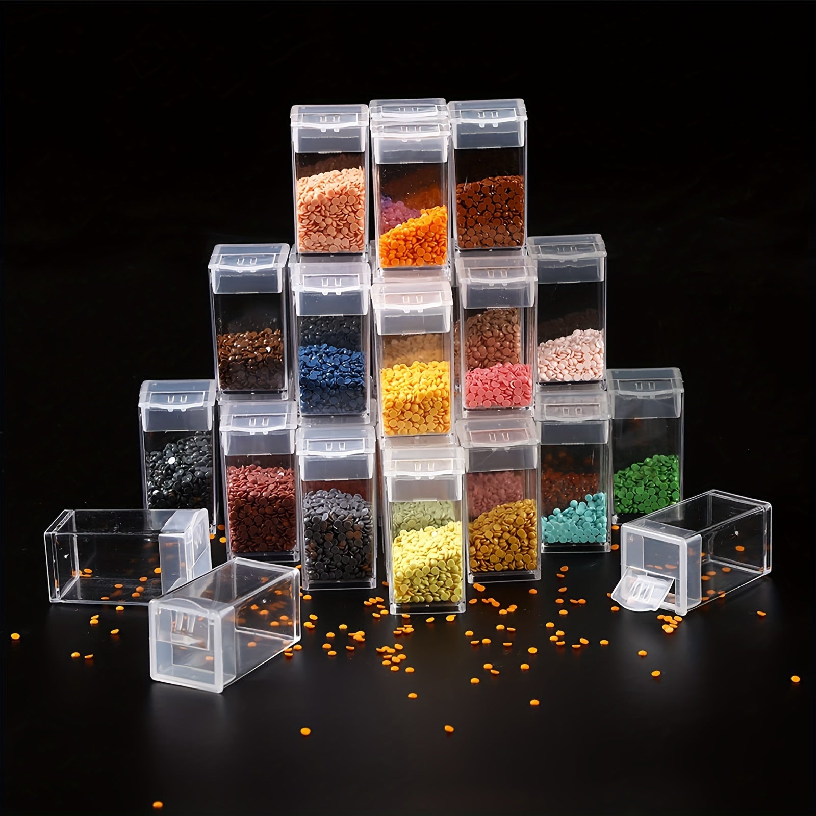Clear Square Bottles Diamond Embroidery Storage Box Empty Bead Containers Holder