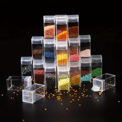 Clear Square Bottles Diamond Embroidery Storage Box Empty Bead Containers Holder