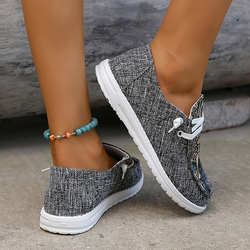 Women's Printed Canvas Shoes Casual Lace Up Outdoor Shoes Lightweight Low Top