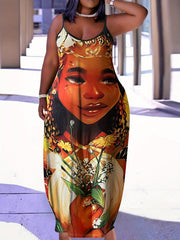 Figure Print Maxi Cami Dress