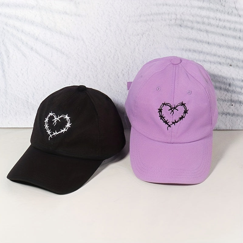 Couple Baseball Cap Heart Printed Solid Dad Hats For Women & Men